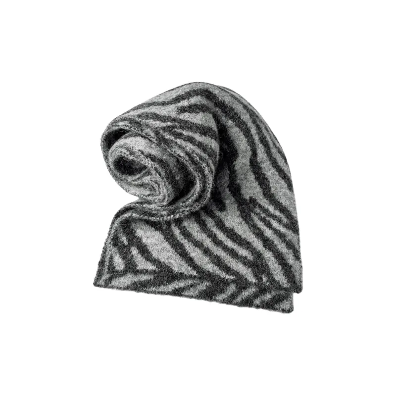ZARA Acrylic Alpaca Polyester Wool Polyamide Elastane Knit Scarves Women's Black-1