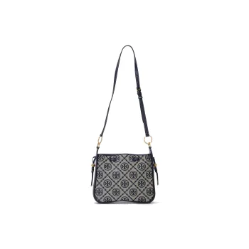 TORY BURCH Leather With Fabric Cloche Bag Shoulder Bag Crossbody Bag Regular Women's Marine Blue