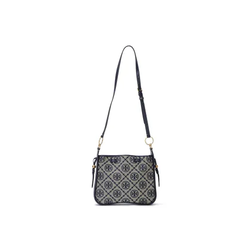 TORY BURCH Leather With Fabric Cloche Bag Shoulder Bag Crossbody Bag Regular Women's Marine Blue
