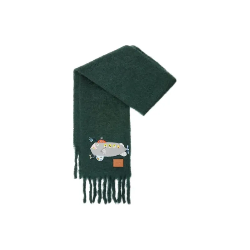 LOEWE Mohair, Wool, Polyamide Knit Scarves Women's Green-0
