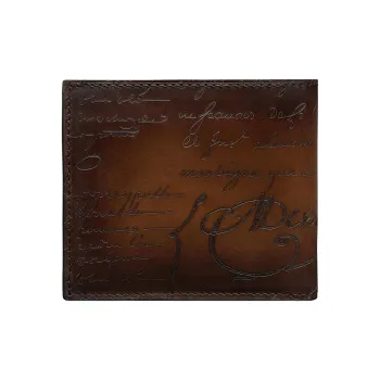BERLUTI Cow Leather Wallet Men's Coffee