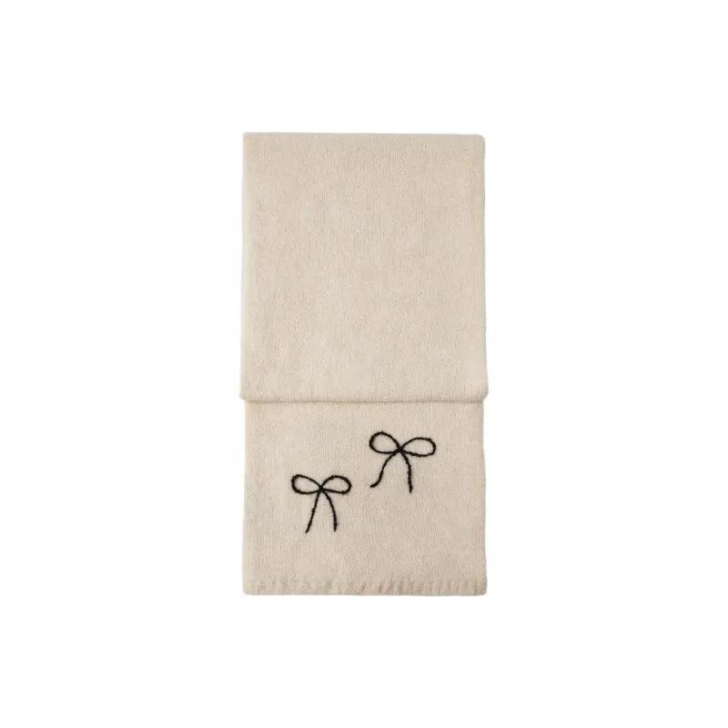 ZARA Acrylic Polyester Wool Alpaca Polyamide Knit Scarves Women's White-0