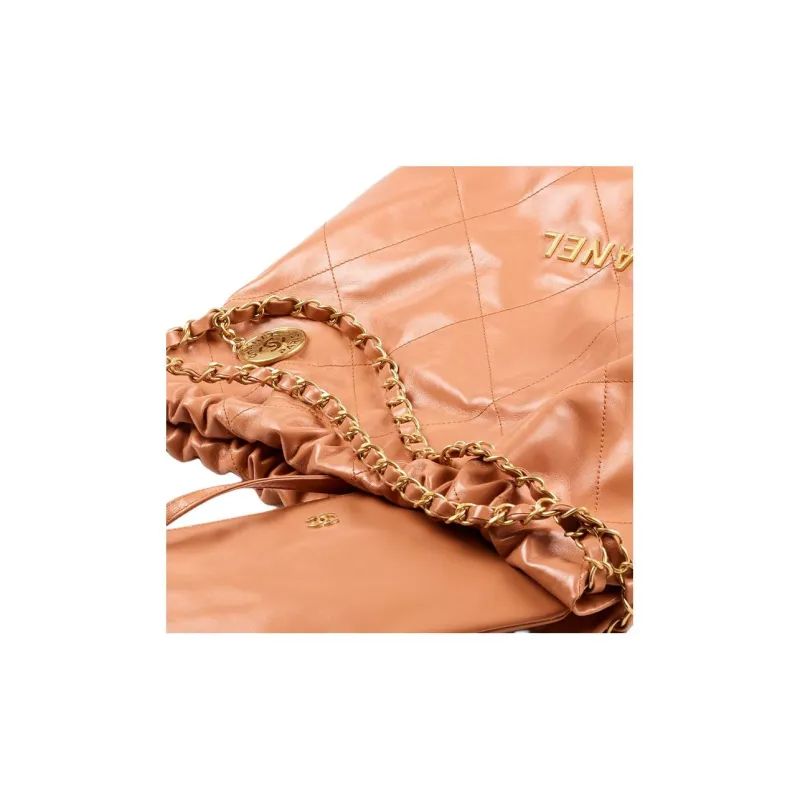 CHANEL 22Bag Shiny Calfskin Tote Bag, Shopping Bag, Shoulder Bag Women's Brown-3