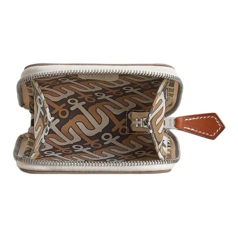 HERMES Silk'In Epsom Calfskin Coin Purse Women's Chalk White With Massala Tea Brown-1