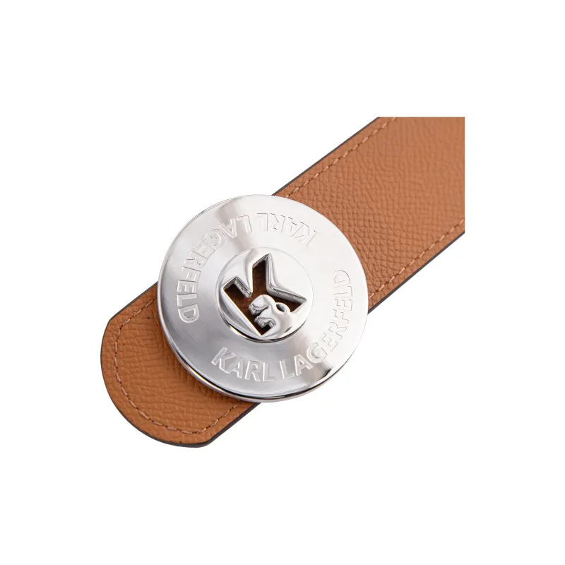 KARL LAGERFELD Top Grain Cow Leather Belts Unisex Camel Width 37mm-3