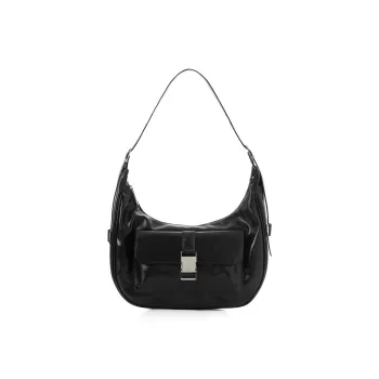 SQUARE Line Cow Leather Crossbody Bag Shoulder Bag Large Size Women's