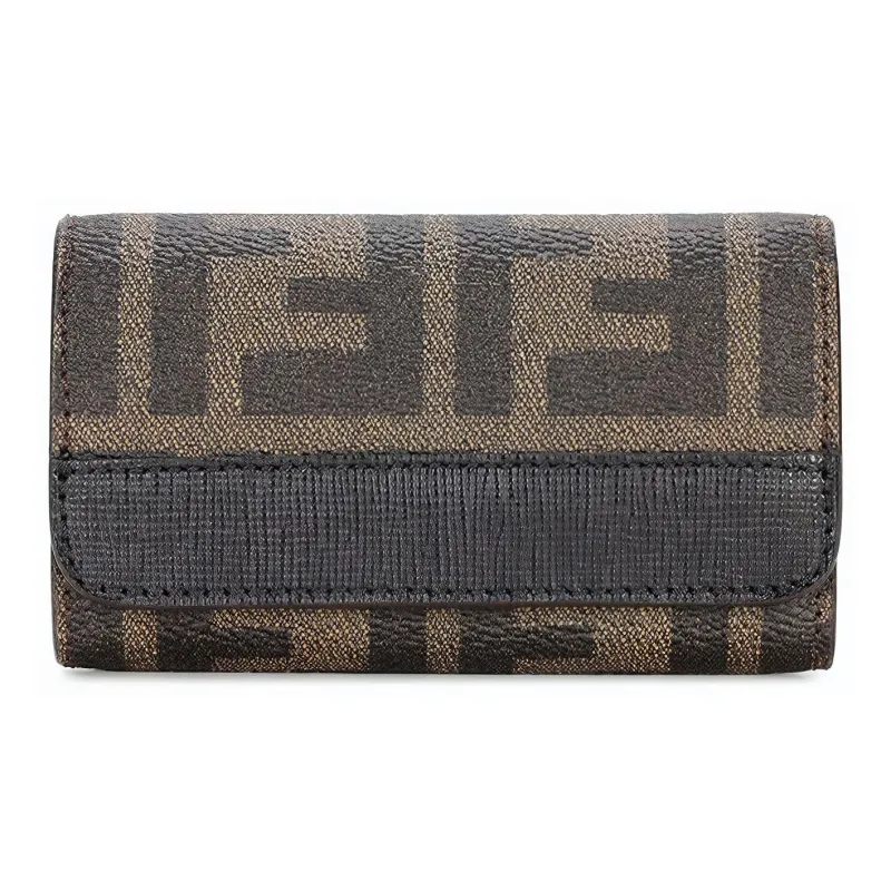 FENDI Canvas With Leather Key Pouch Women's Brown/Black Classic Recommendation-0