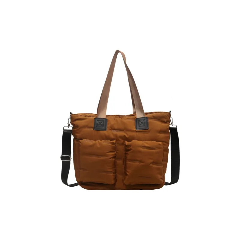DCLOUD Fabric Shoulder Bag Unisex Black/Ecru/Brown/Khaki-10