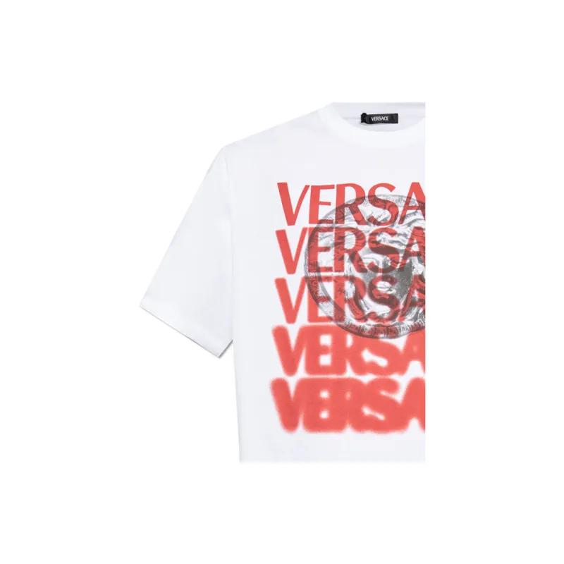 VERSACE Logo Printed Crewneck T Shirt-5