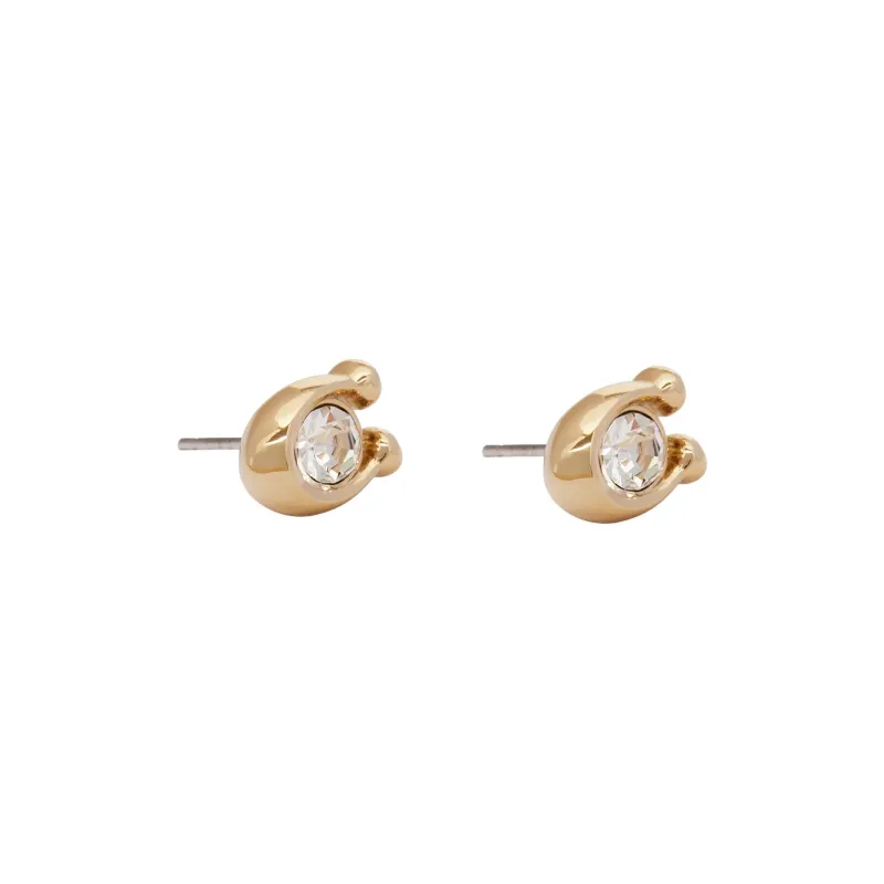 COACH Logo Plaque Embellished Stud Earrings-1