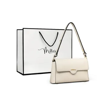 MILLIE'S Cow Leather Patchwork Synthetic Leather Small Square Bag Crossbody Bag Shoulder Bag Regular Women's Ecru
