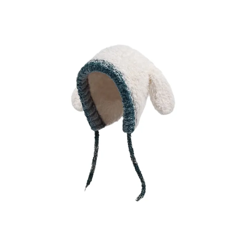 FREE RABBITⅡ Fall And Winter Thickened Warm Ear Protection Knitted Fabric Beanie Unisex-3