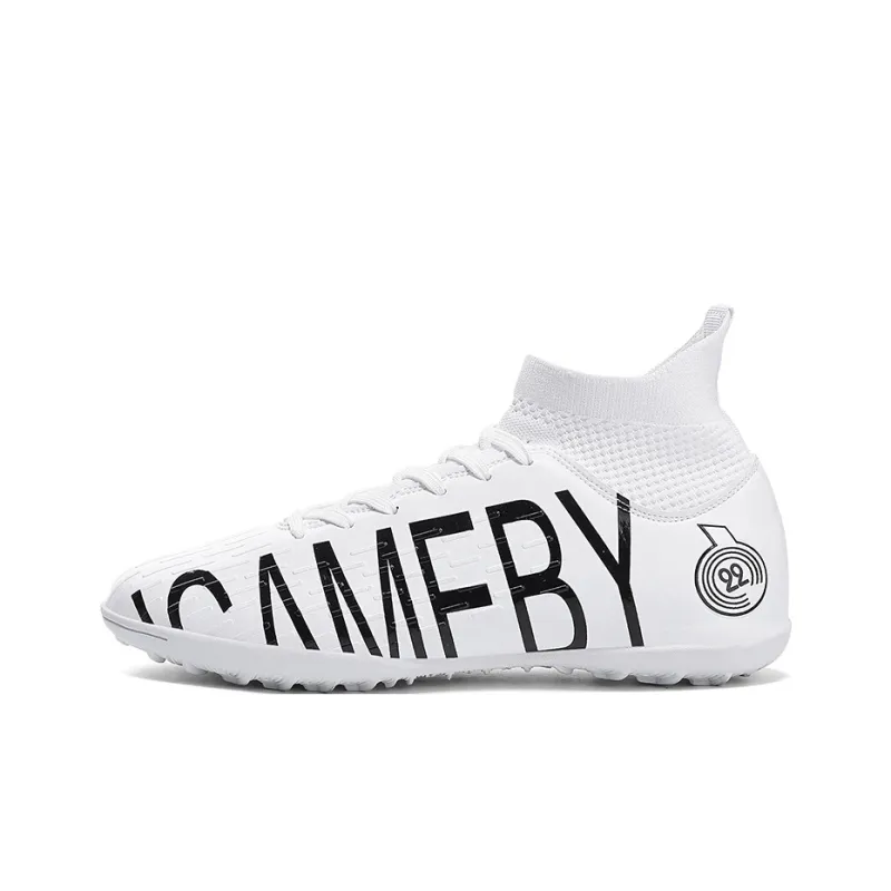 OFFER AITR Soccer Shoes Unisex High Top Black/White-6
