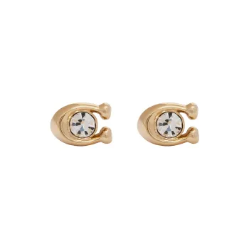 COACH Logo Plaque Embellished Stud Earrings