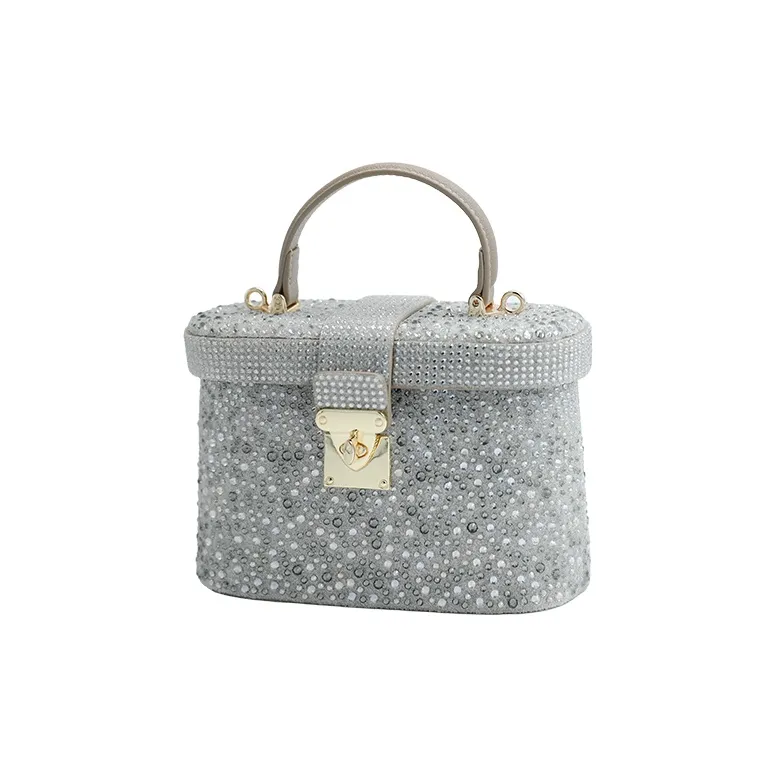 URANOLITH Top Grain Cow Leather Box Bag One Shoulder Handbag Women's Galaxy Gray/Obsidian Black-1