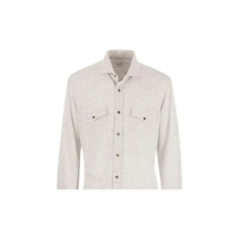 Brunello Cucinelli Flap Pocket Long Sleeved Shirt-5