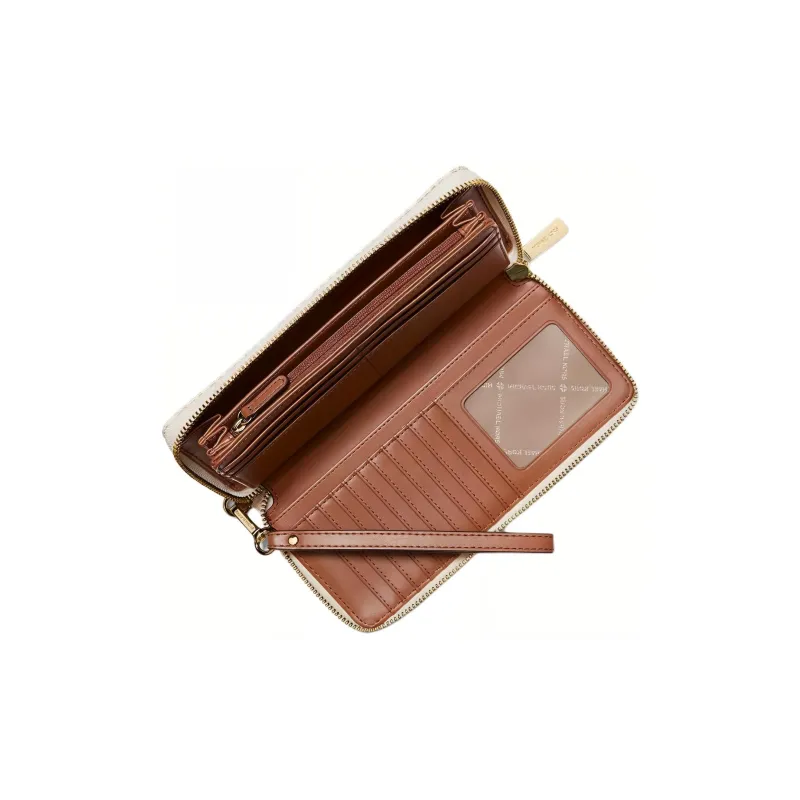 MICHAEL KORS Jet Set Coated Canvas Wallet Tubas Women's Vanilla White-1