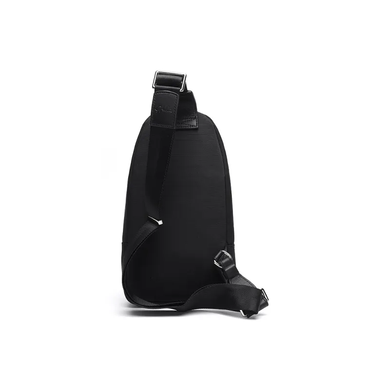 Satchi Cow Leather Fabric Sling Bag Small Size Men's Black-2