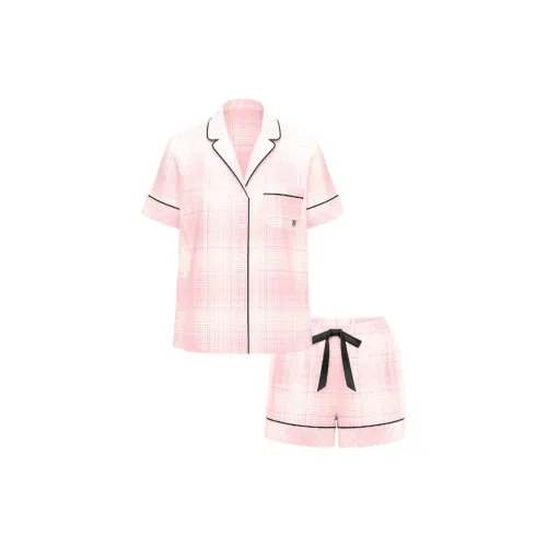 Victoria's Secret Flannel Short Pajama Set / Print Pajama Set Women's Pink