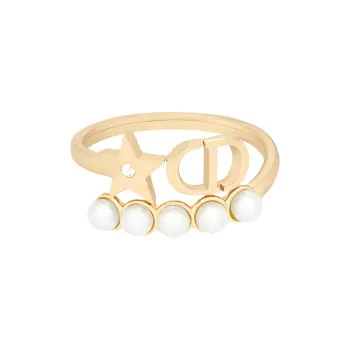 DIOR Faux Crystal Rings Women's Gold