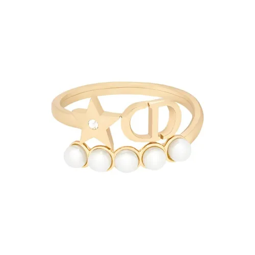DIOR Faux Crystal Rings Women's Gold