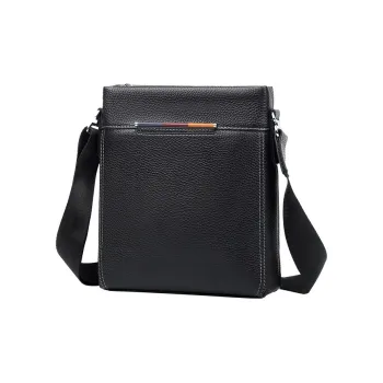 LARTIGENT Cow Leather Shoulder Bag, Crossbody Bag Regular Men's Black