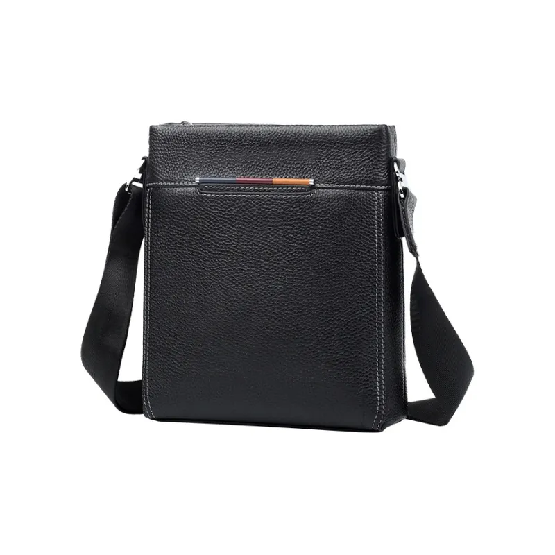 LARTIGENT Cow Leather Shoulder Bag, Crossbody Bag Regular Men's Black-0