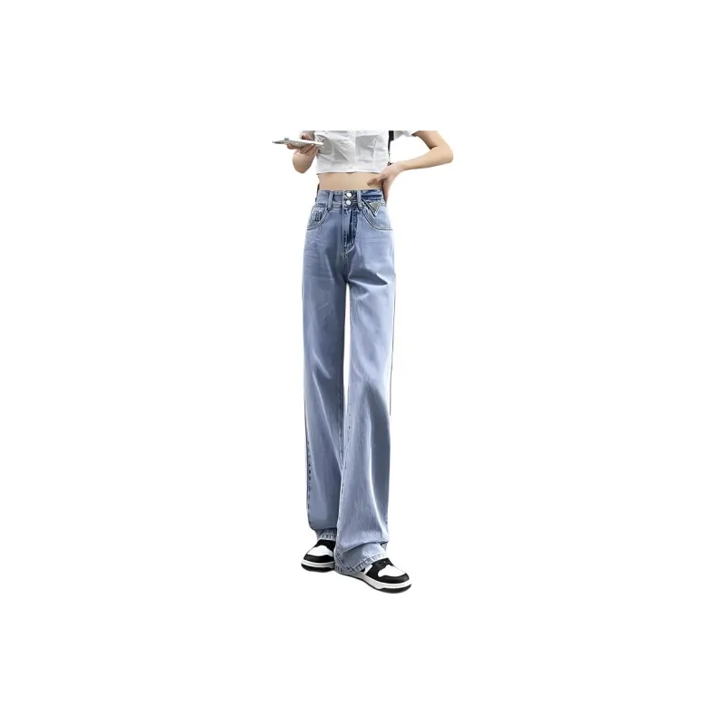 FAWENXIANGZI Jeans Women's Light Blue-9