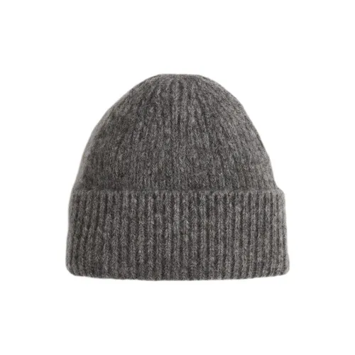 H&M Elastane Wool Acrylic Alpaca Polyester Beanies Women's Gray