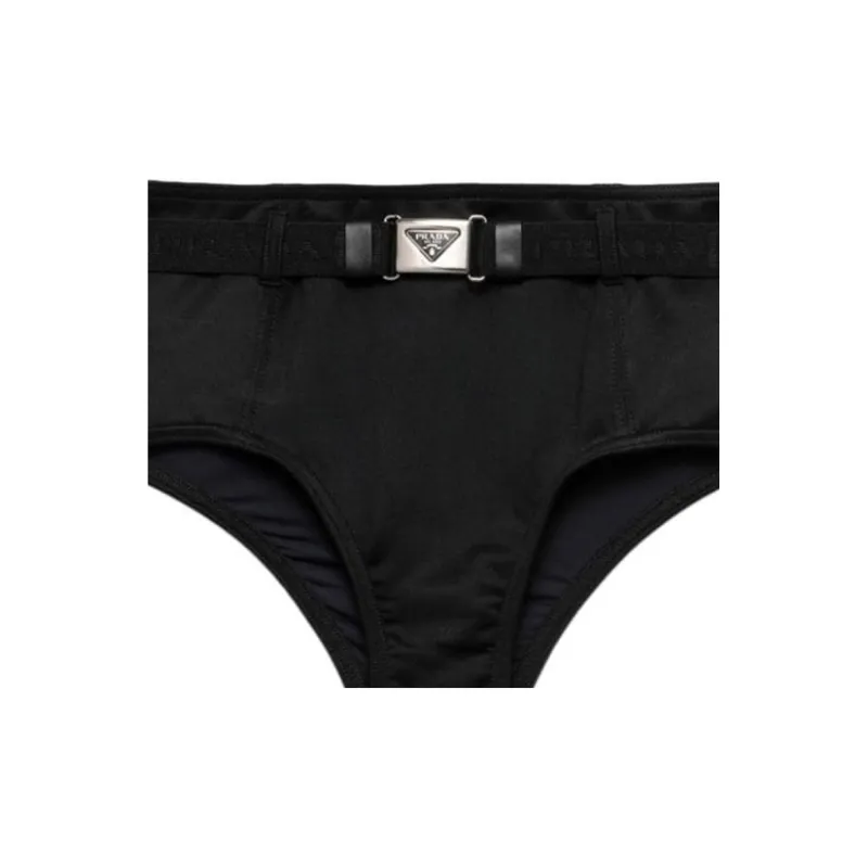 PRADA Triangle logo Belted Bikini Bottoms-1