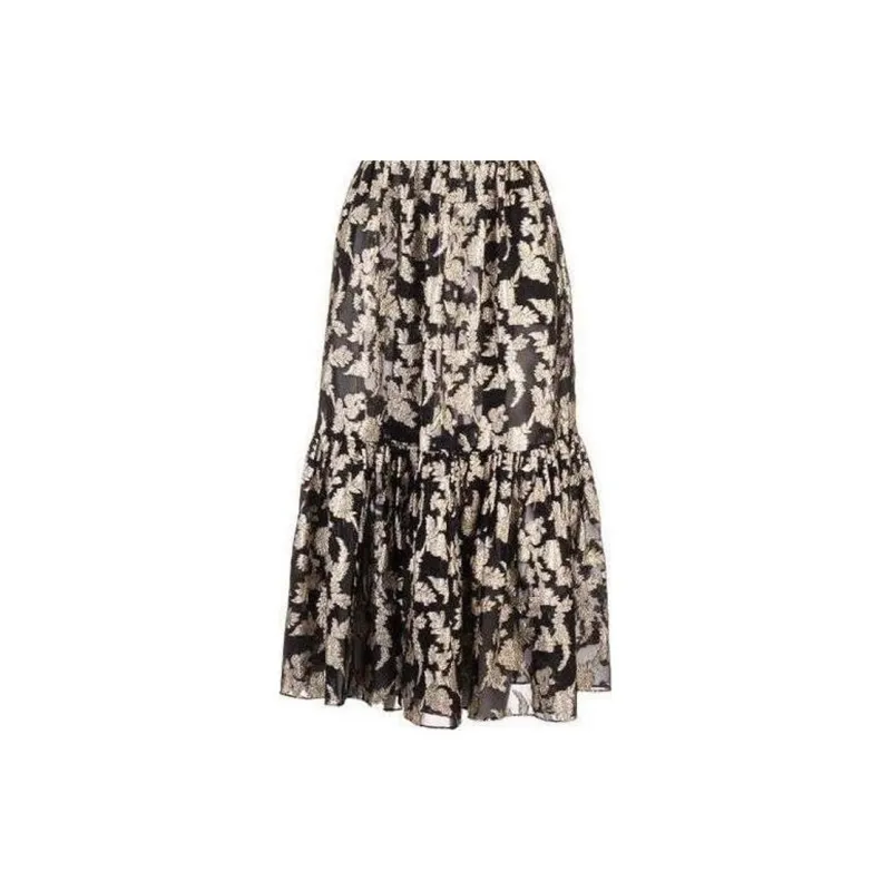 SAINT LAURENT Lavallière Metallic Floral Fil Coupé Chiffon Dress-2