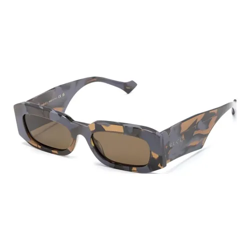 GUCCI Tortoise Rectangle Frame Sunglasses