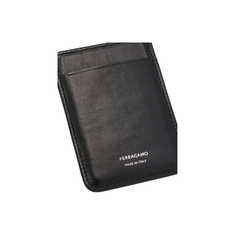 FERRAGAMO Calfskin Card Holder Men's Cyan-3