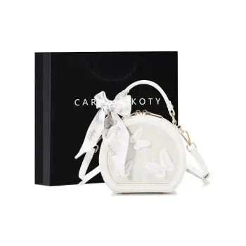 Carit&Koty Polyurethane Synthetic Leather Round Cake Bag Handbag Women's White/Black