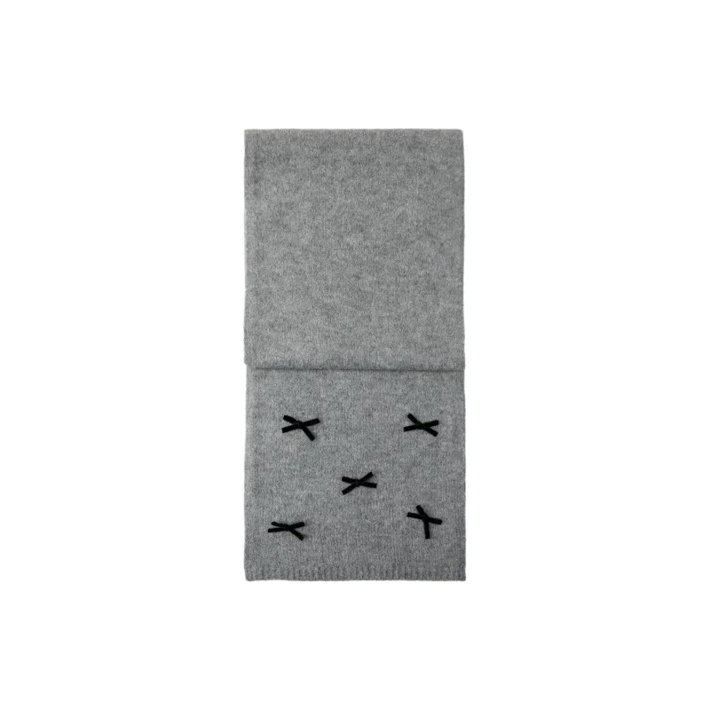 ZARA Wool Alpaca Velvet Acrylic Polyamide Polyester Elastane Knit Scarves Women's Gray-0