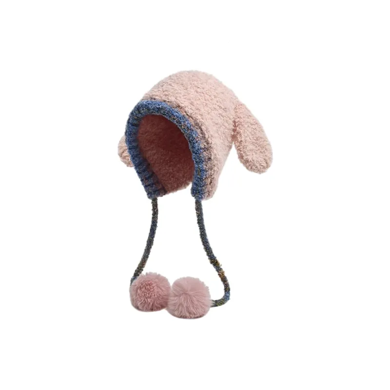 FREE RABBITⅡ Fall And Winter Thickened Warm Ear Protection Knitted Fabric Beanie Unisex-4