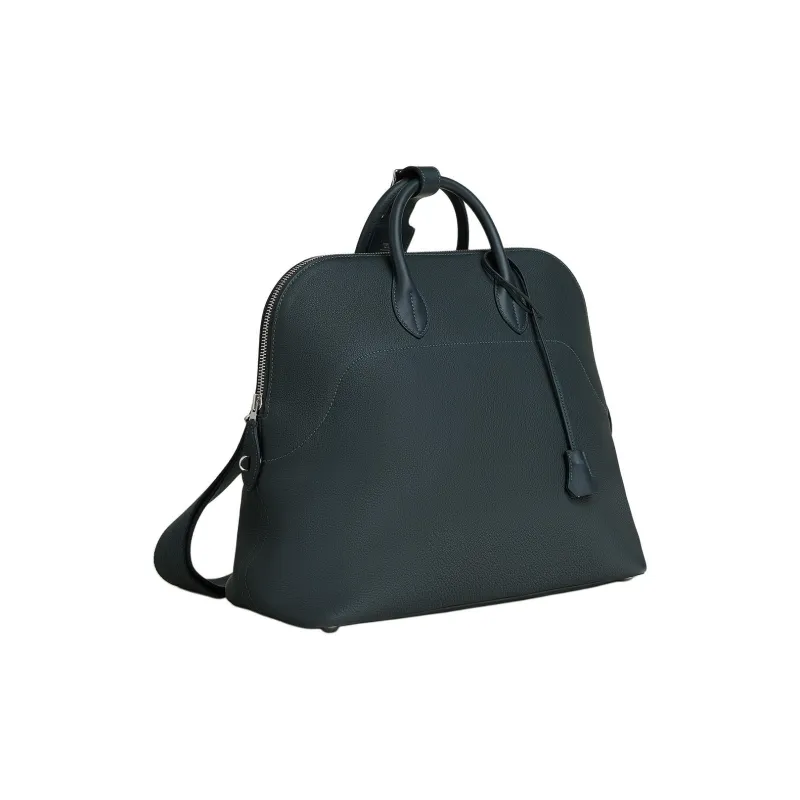 HERMES Bolide Togo Leather With Swift Calfskin Portable Crossbody Bag Shoulder Bag Men's Z7 Bleu Ocean Deep Sea Blue-1