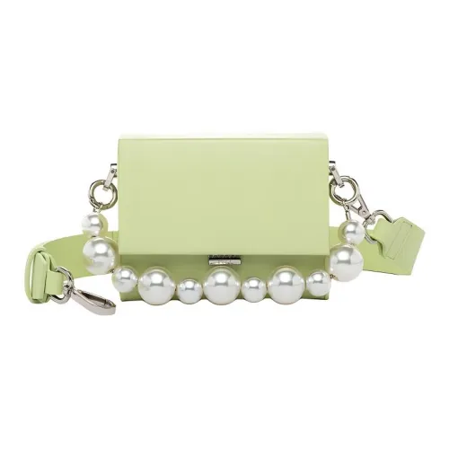ELLE Cow Leather Chain Bag, Shoulder Bag, Crossbody Bag, Handbag Women's Aloe Vera Green/Cherry Blossom Pink/Oat