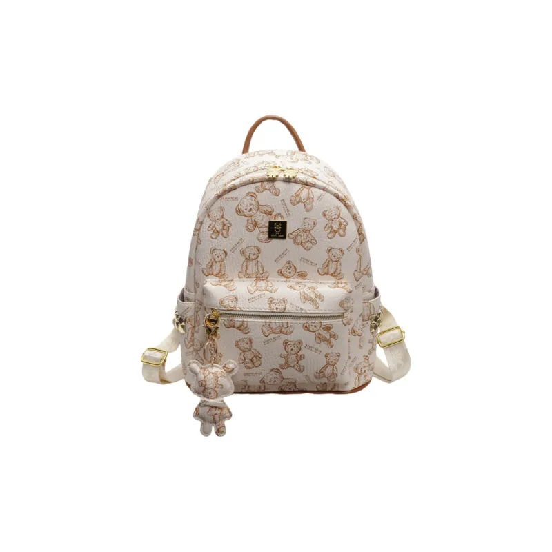 DALO PU Backpack Handheld Shoulder Bag Backpack Women's Ecru/Black/Pink/Brown-4