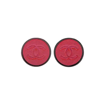 CHANEL 2000 Gold Plated And Leather Cc Clip On Costume Earrings