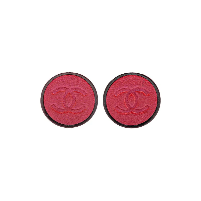 CHANEL 2000 Gold Plated And Leather Cc Clip On Costume Earrings-0