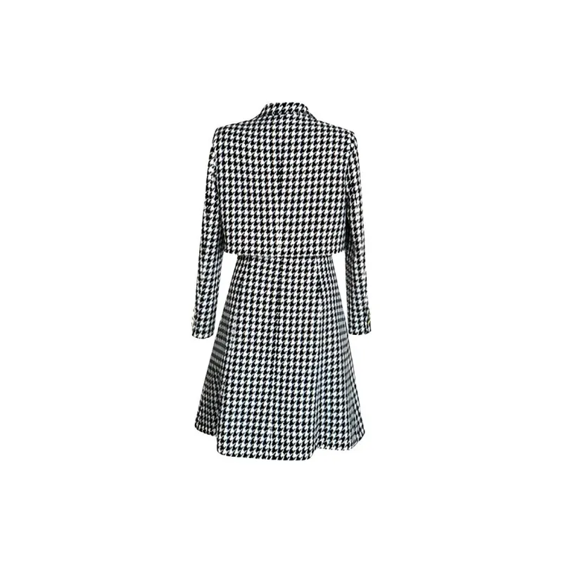 ROEYSHOUSE Long Sleeved Dresses Women's Houndstooth-1