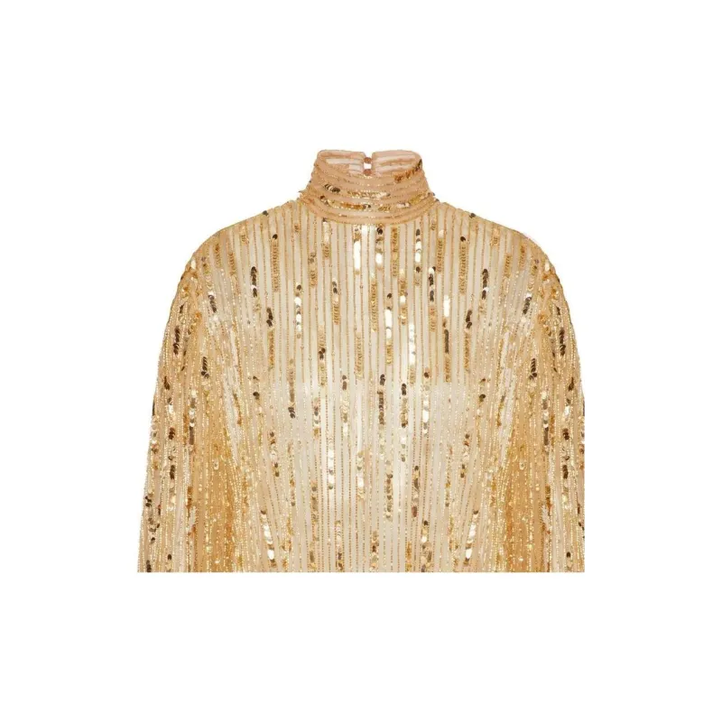 Valentino Tulle Illusione Sequin embroidered Blouse-2