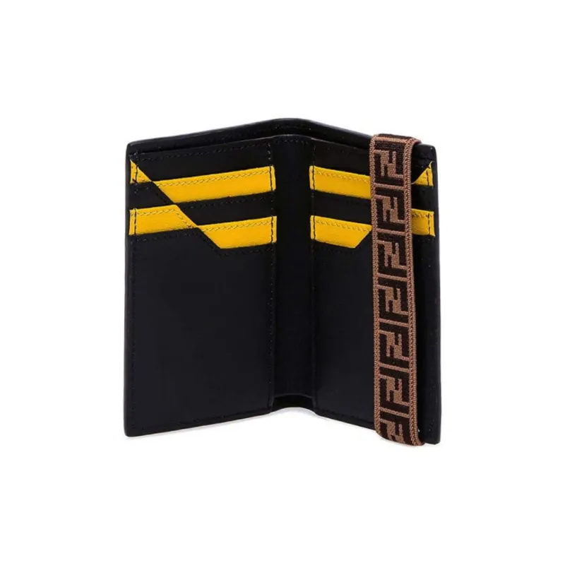 FENDI Leather Wallets With Money Clip Men's Brown/Black-4