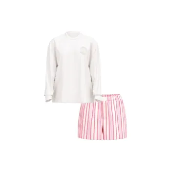 Victoria's Secret Flannel Long-Sleeve Short Tee-Jama Set / CCS Pajama Set Women's White