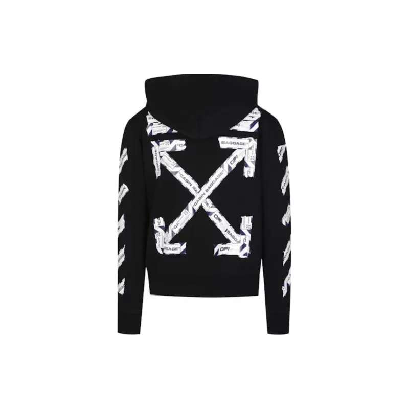 OFF WHITE Slim Fit Airport Tape Zip Up Hoodie-1