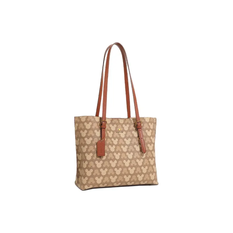Disney Mickey Series PU Tote Bag, Tote Bag, Armpit Bag, Handbag, Shoulder Bag Regular Large Size Women's Brown-2