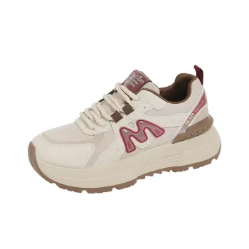 MABEL&CO Wear Resistant Low Top Casual Shoes Women's Beige Red