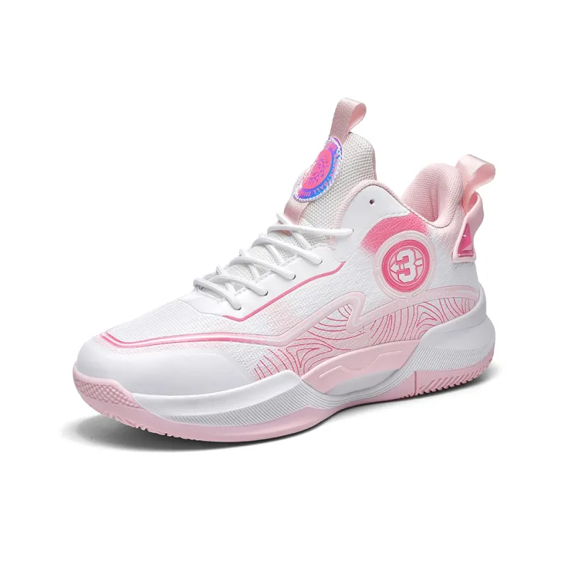MUSNODO Cushioning, Slip Resistant, And Abrasion Resistant High Top Basketball Shoes Unisex Pink Orange Mismatched-1