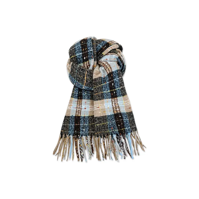 Cranta Komeia Faux Cashmere Knit Scarves Unisex Blue-3